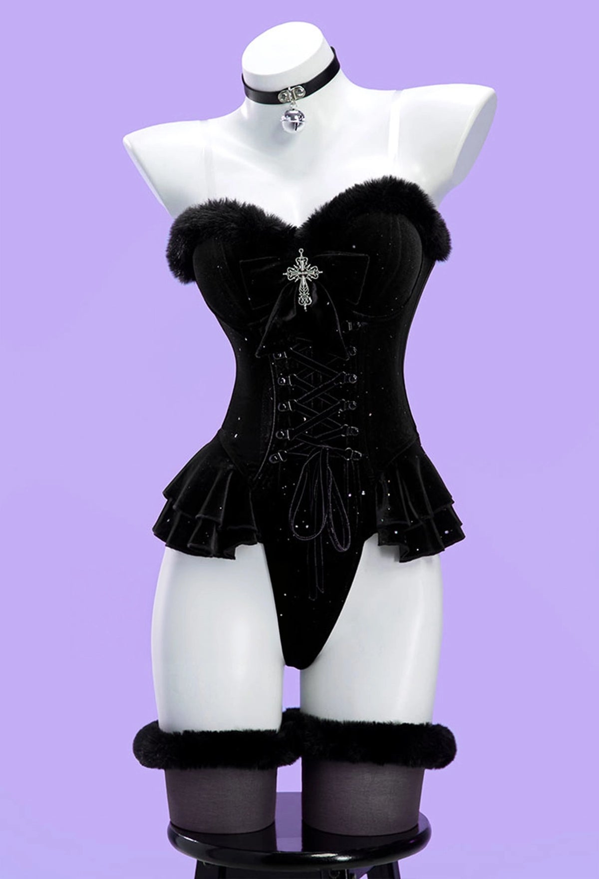 Witch Banquet Series Black Purple Velvet Cape Cosplay Costume