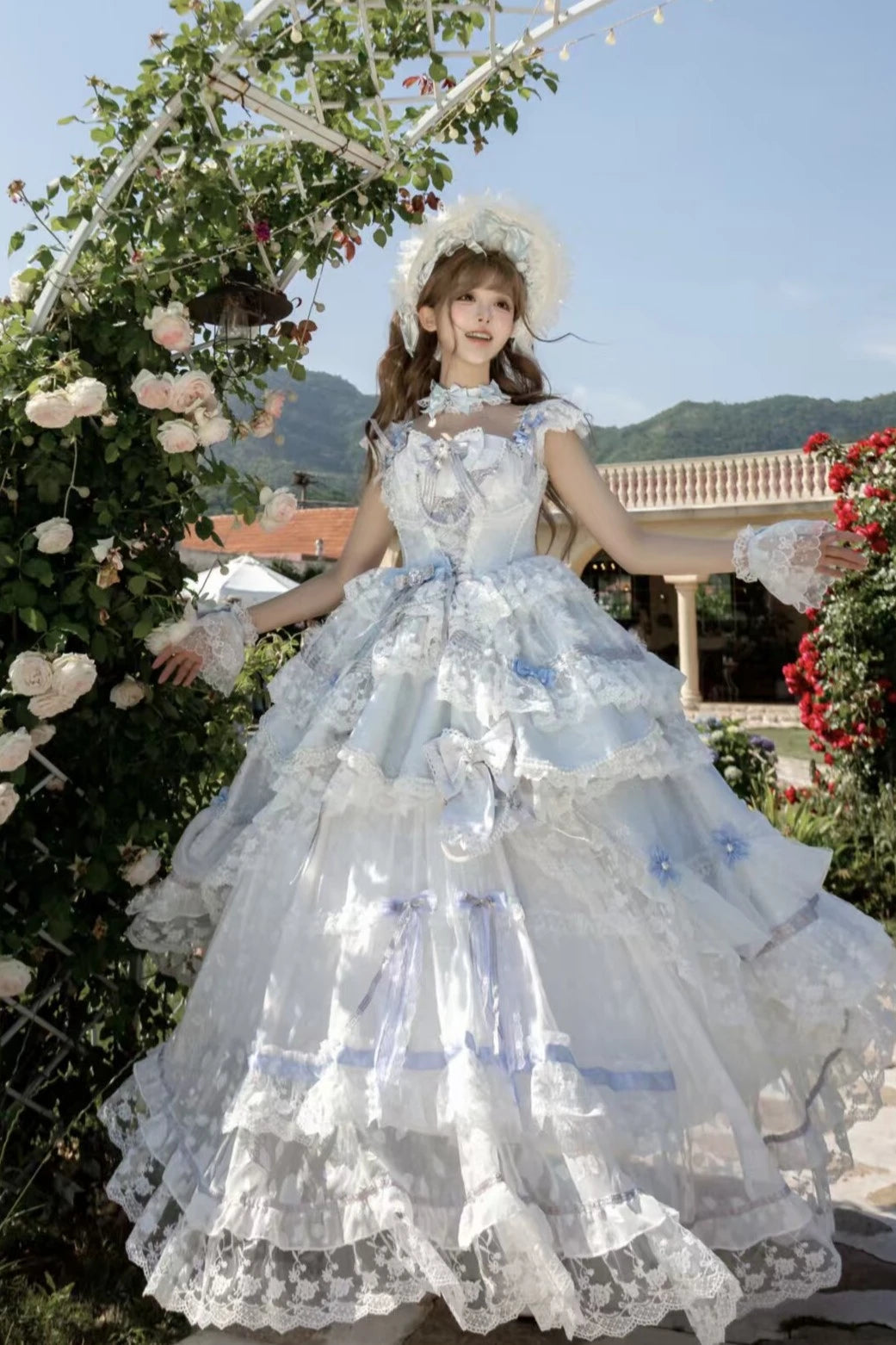 Anna's Ball Light Pink Light Blue Classic Ballet Lolita JSK