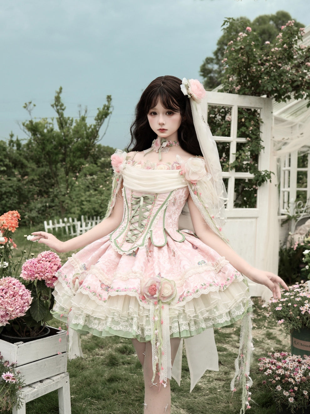 Spring Ivy Vines Lolita Corset & Skirt Set