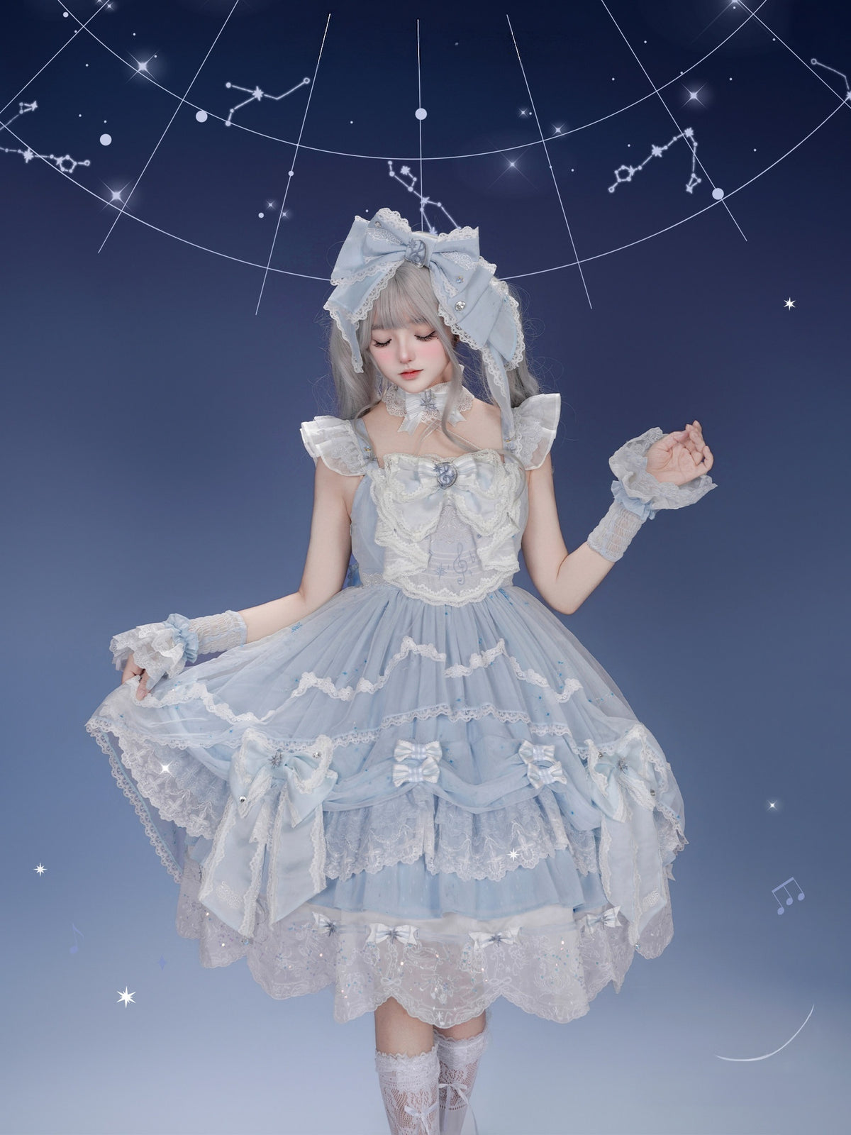Stellar Symphony Lolita Light Moonlight & Midnight Sky JSK Dress