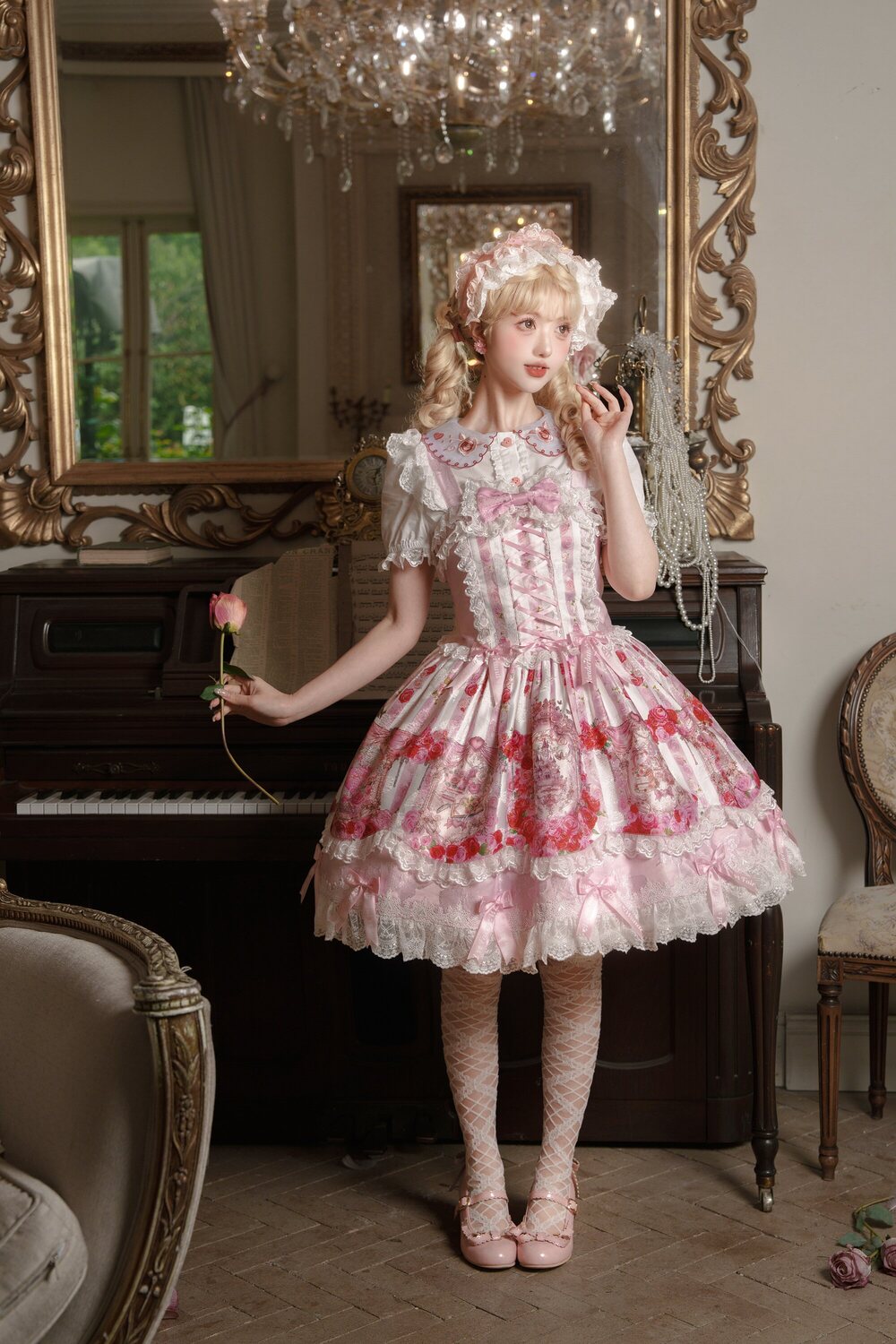 Rose Wall Sweet Lolita OP JSK Suspender Dress