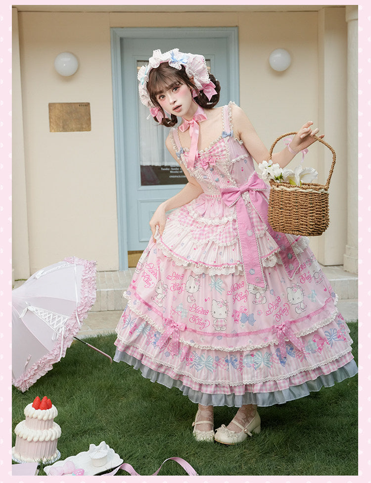 Hello Kitty Bow Theme Collaboration Series Lolita JSK & OP Set