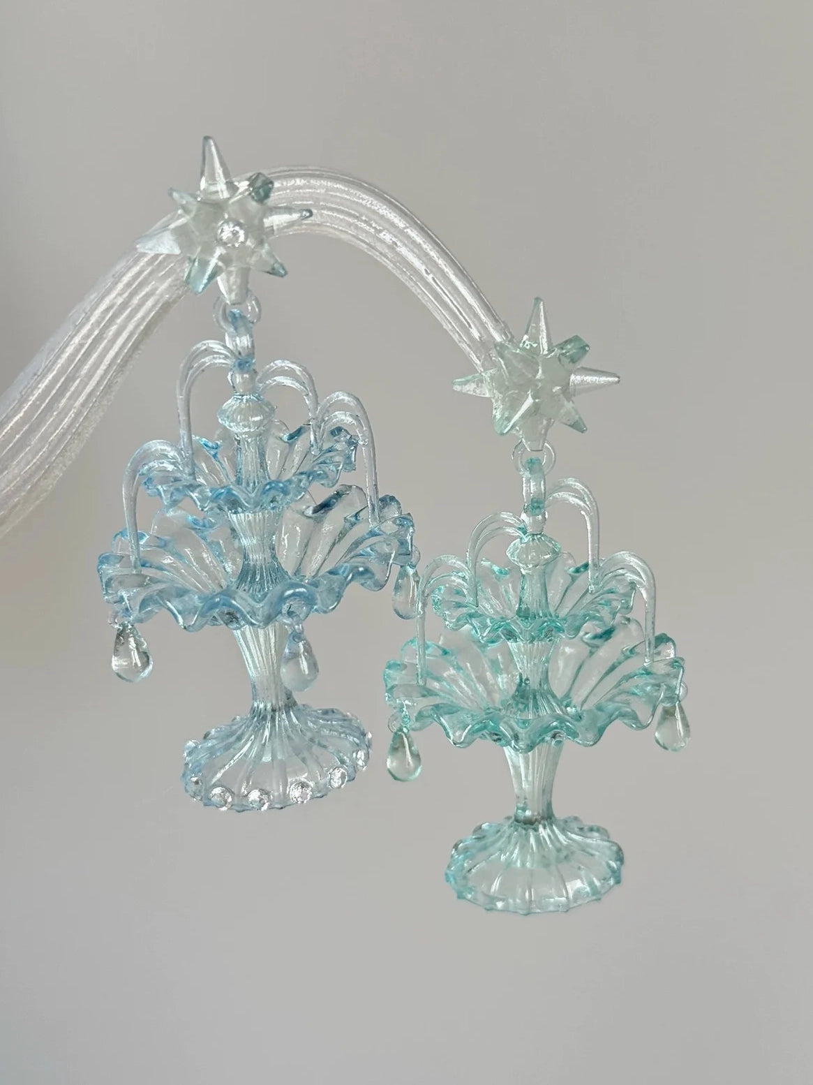 Fountain 3D‑Printed S925 Sterling Silver Earrings