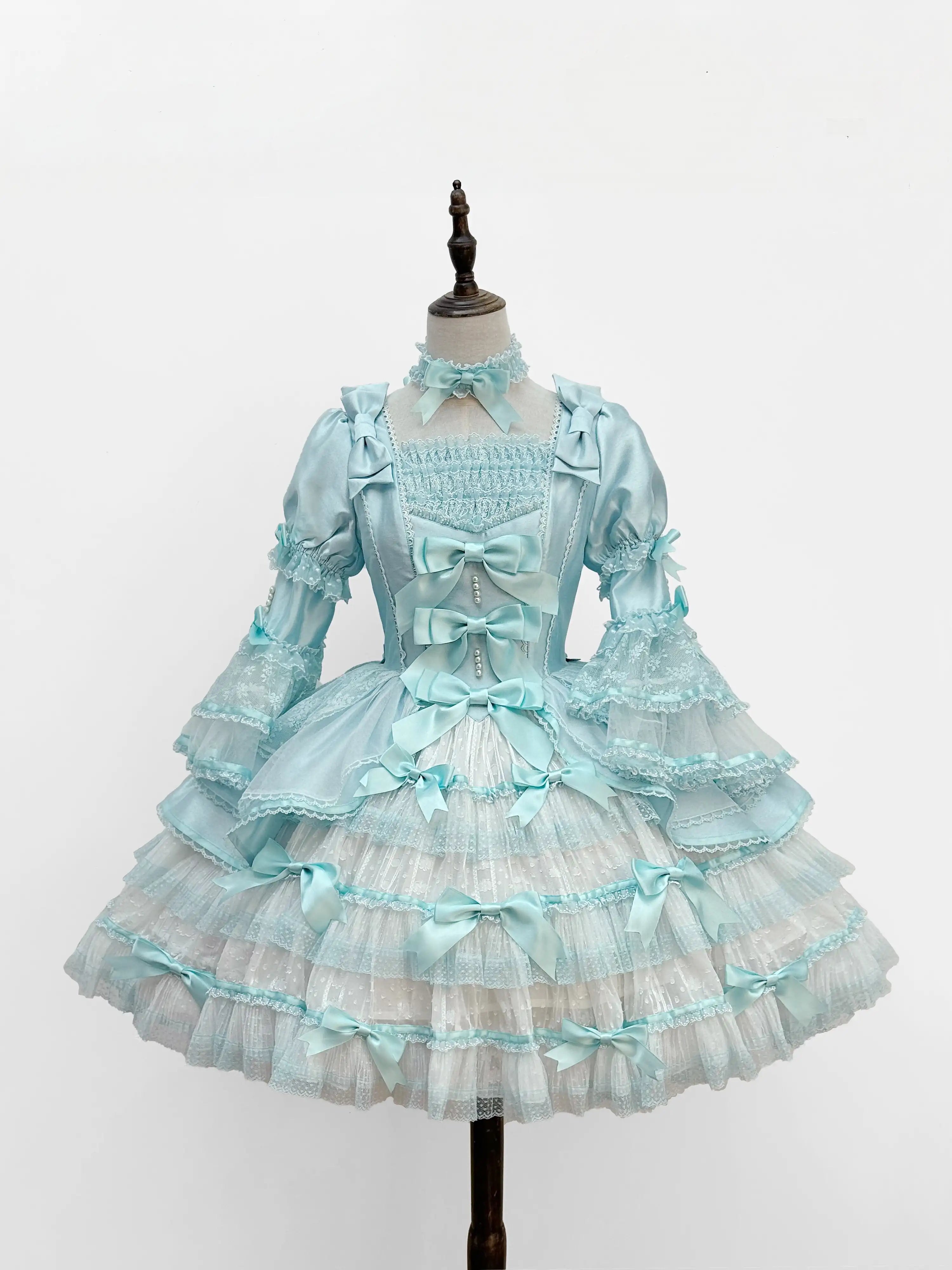 Velvet Cake Doll Pink Black Tiered Ruffle Classic Lolita JSK