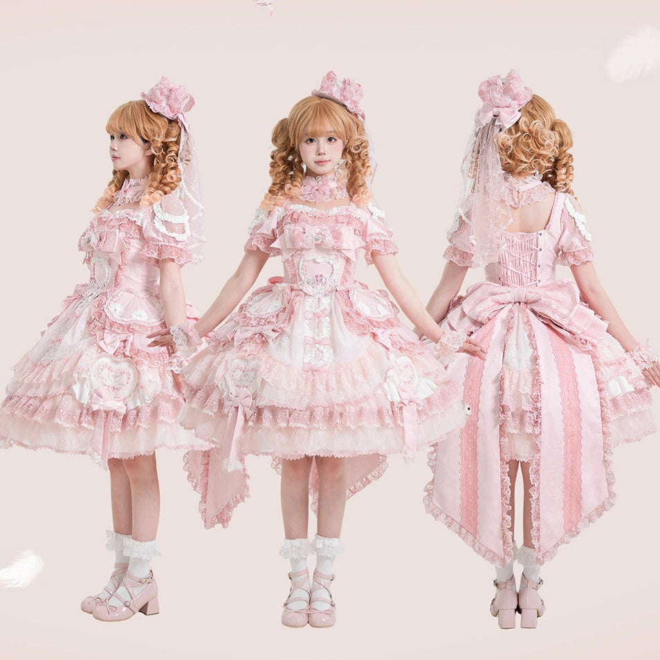 Beloved Swan Gorgeous Sweet Pink Lolita JSK & OP Dress