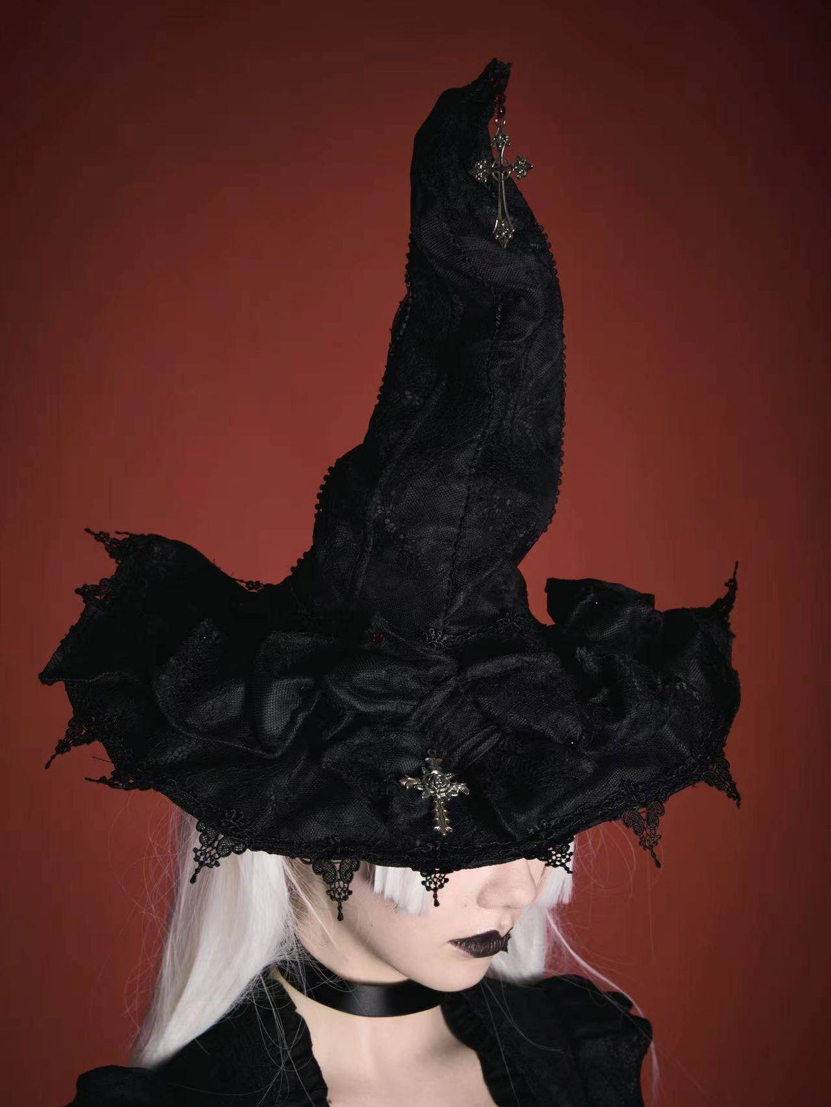 Rose Church Lolita Gothic Irregular Top & SK with Witch Hat Set