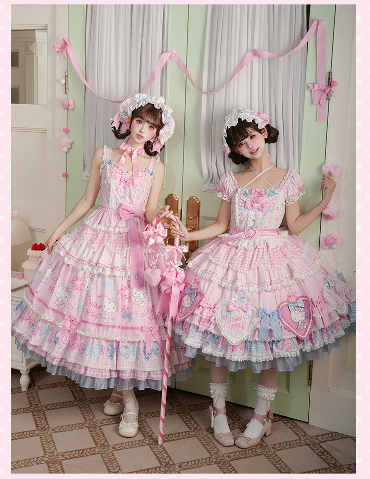 Hello Kitty Bow Theme Collaboration Series Lolita JSK & OP Set