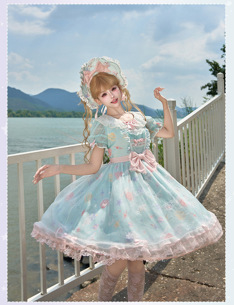 Cinnamoroll Ocean Theme Collaboration Series Lolita Green JSK & OP Set