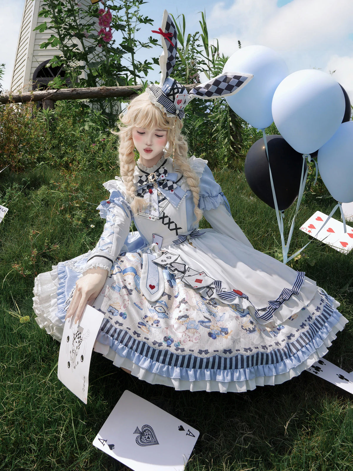 Alice Tea Party 2.0 Original Fairy Tale Style Lolita Blue OP Dress Set