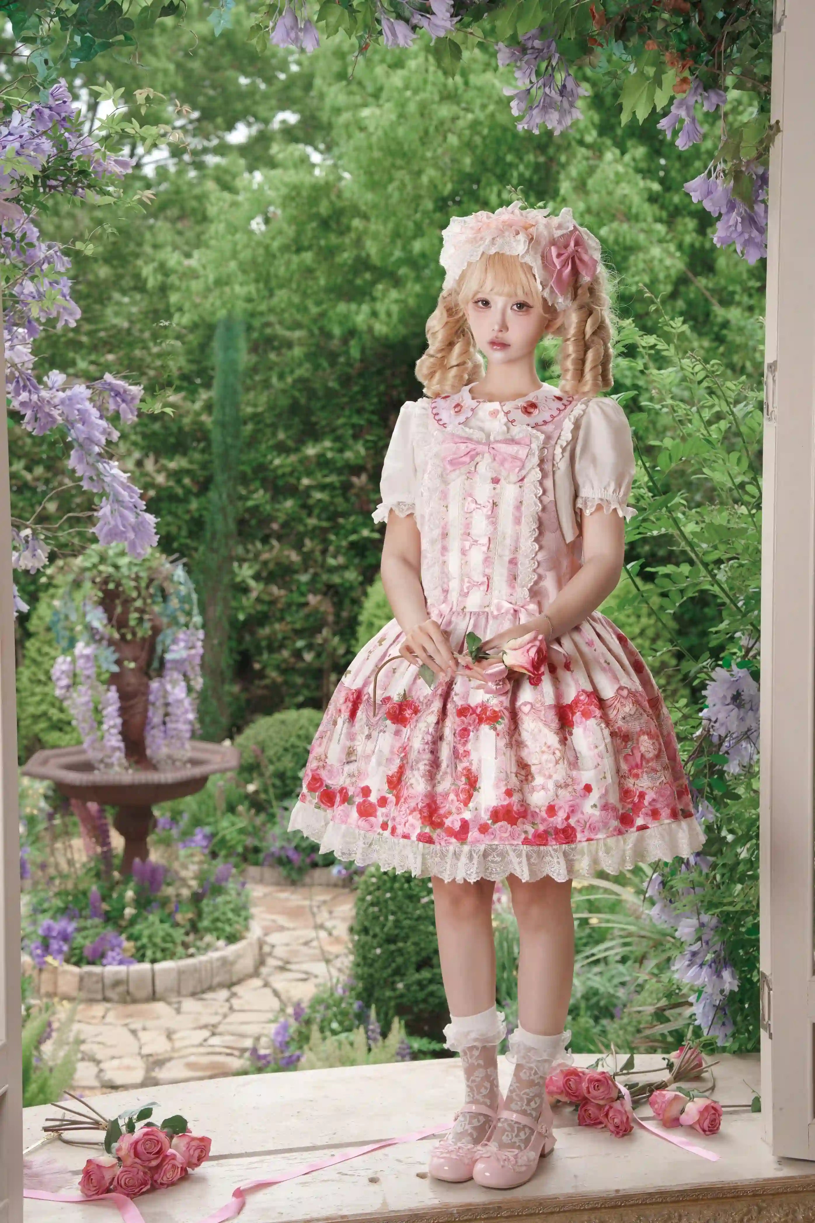 Rose Wall Sweet Lolita OP JSK Suspender Dress