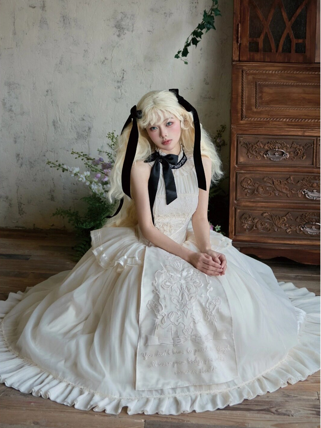 Free Letter Lolita Classic Embroidered Long Dress
