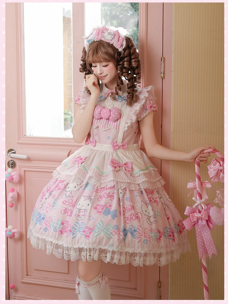 Hello Kitty Bow Theme Collaboration Series Lolita JSK & OP Set