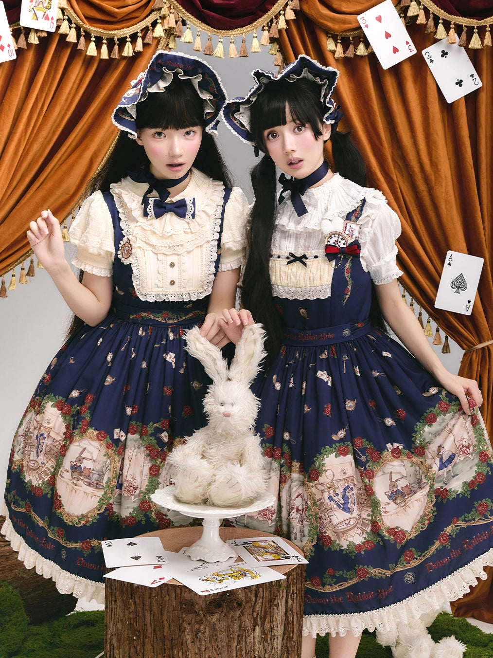 Falling into the Rabbit Hole Lolita Original Fairy Tale Printed OP & JSK Dress