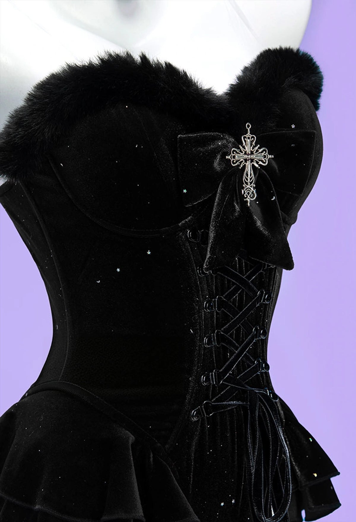 Witch Banquet Series Black Purple Velvet Cape Cosplay Costume