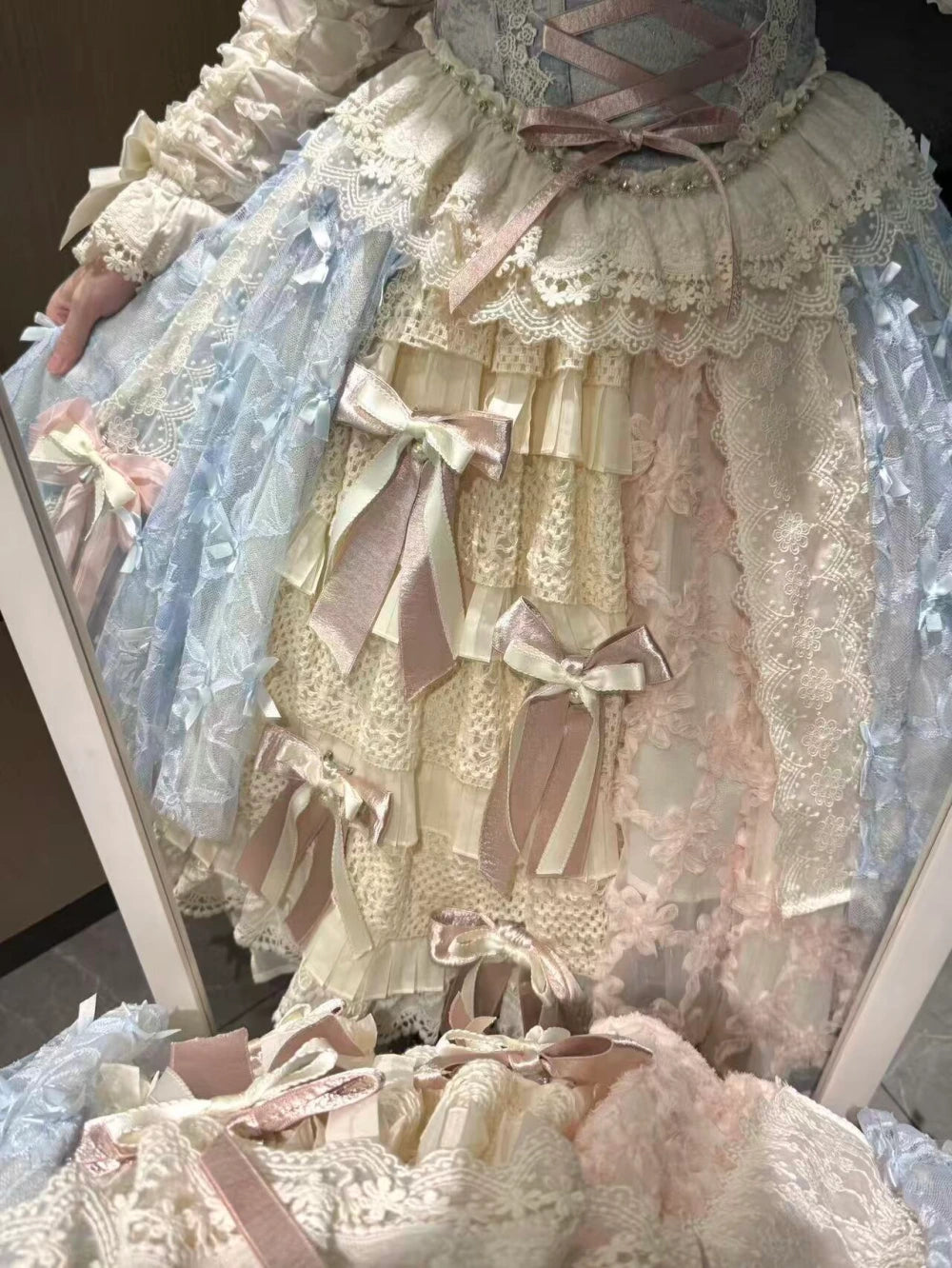 Whisper of Spring Field Lolita Original Blue Boned Corset & Skirt Set