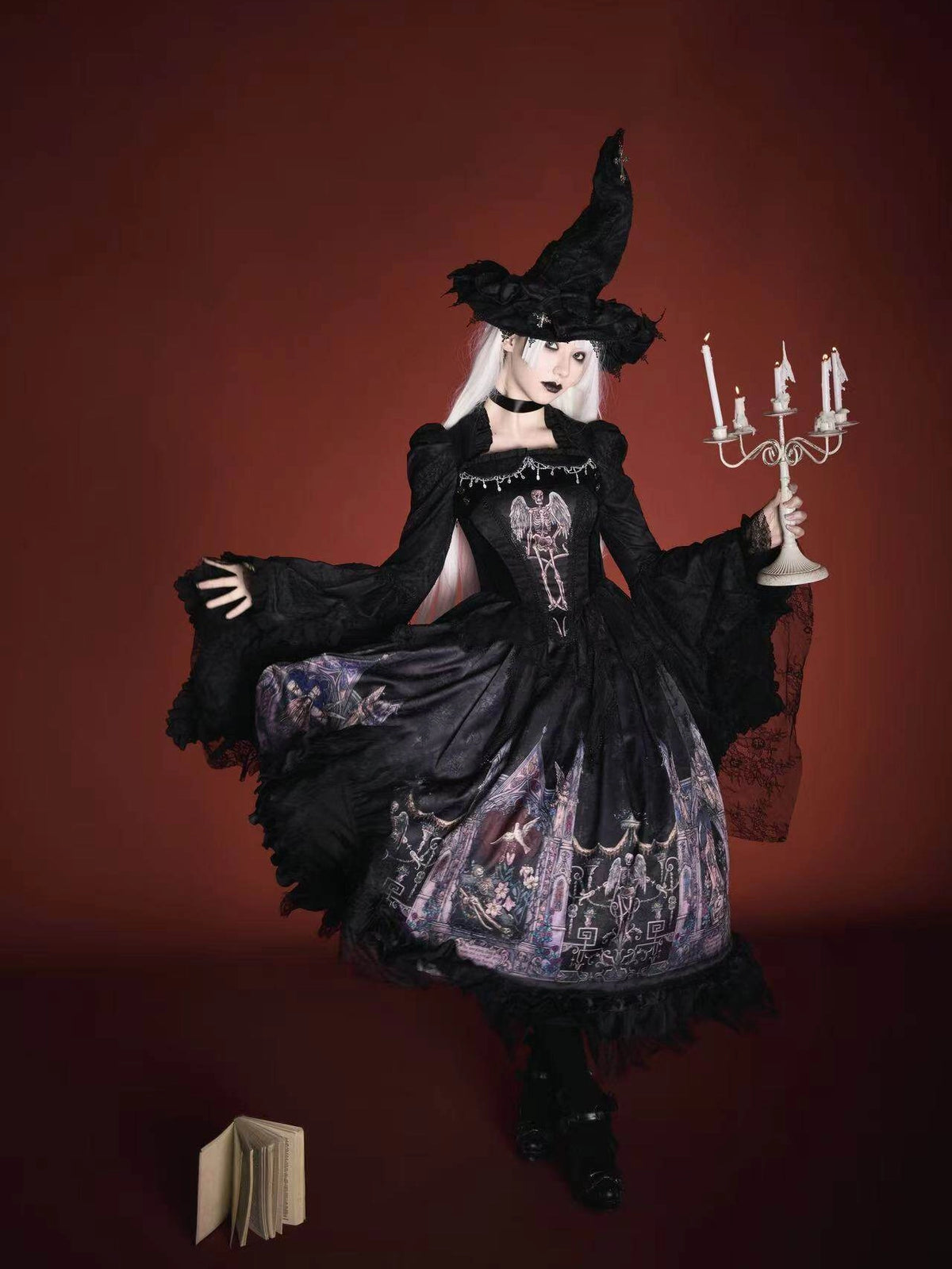 Rose Church Lolita Gothic Irregular Top & SK with Witch Hat Set