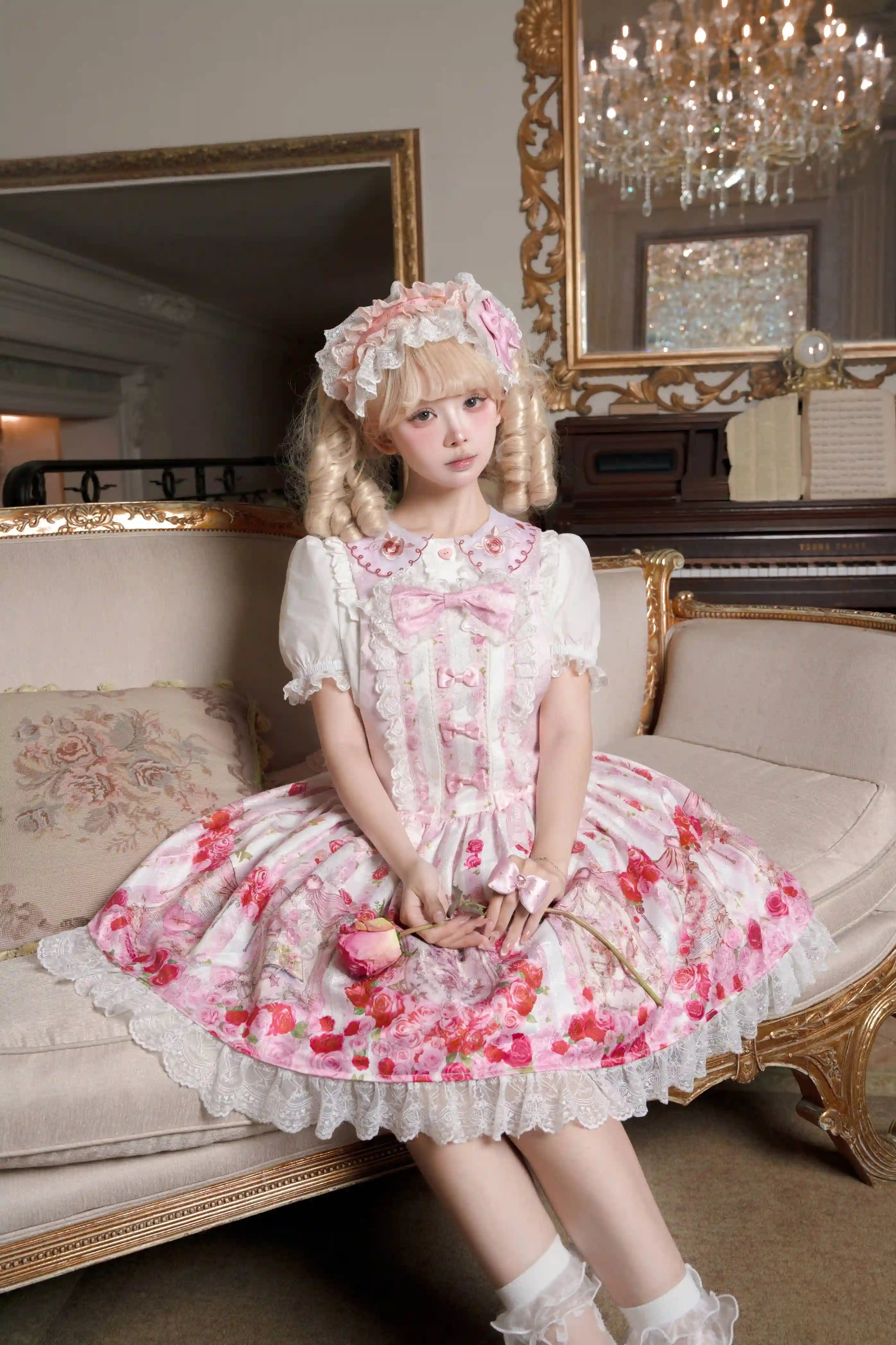 Rose Wall Sweet Lolita OP JSK Suspender Dress