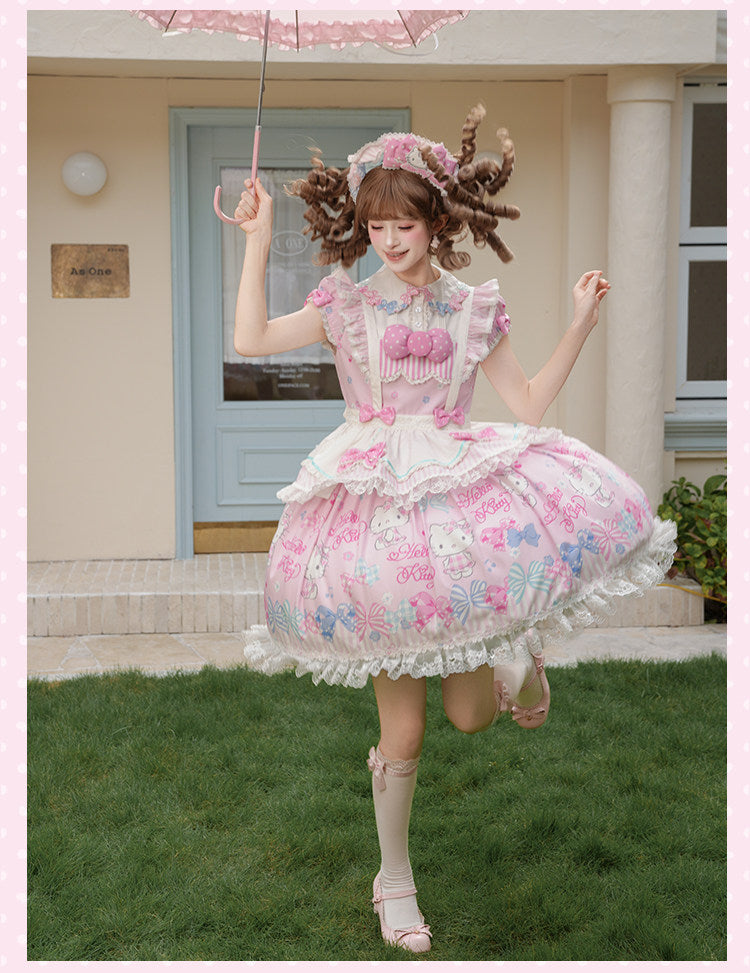 Hello Kitty Bow Theme Collaboration Series Lolita JSK & OP Set