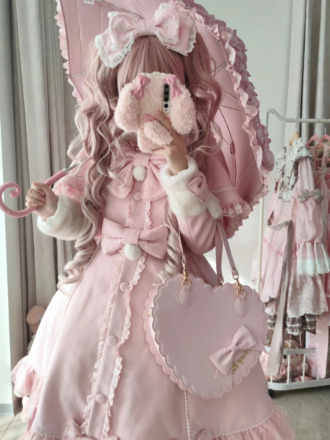 Nico Rabbit Lolita Original Autumn & Winter Sweet Style Pink Woolen Coat Outerwear