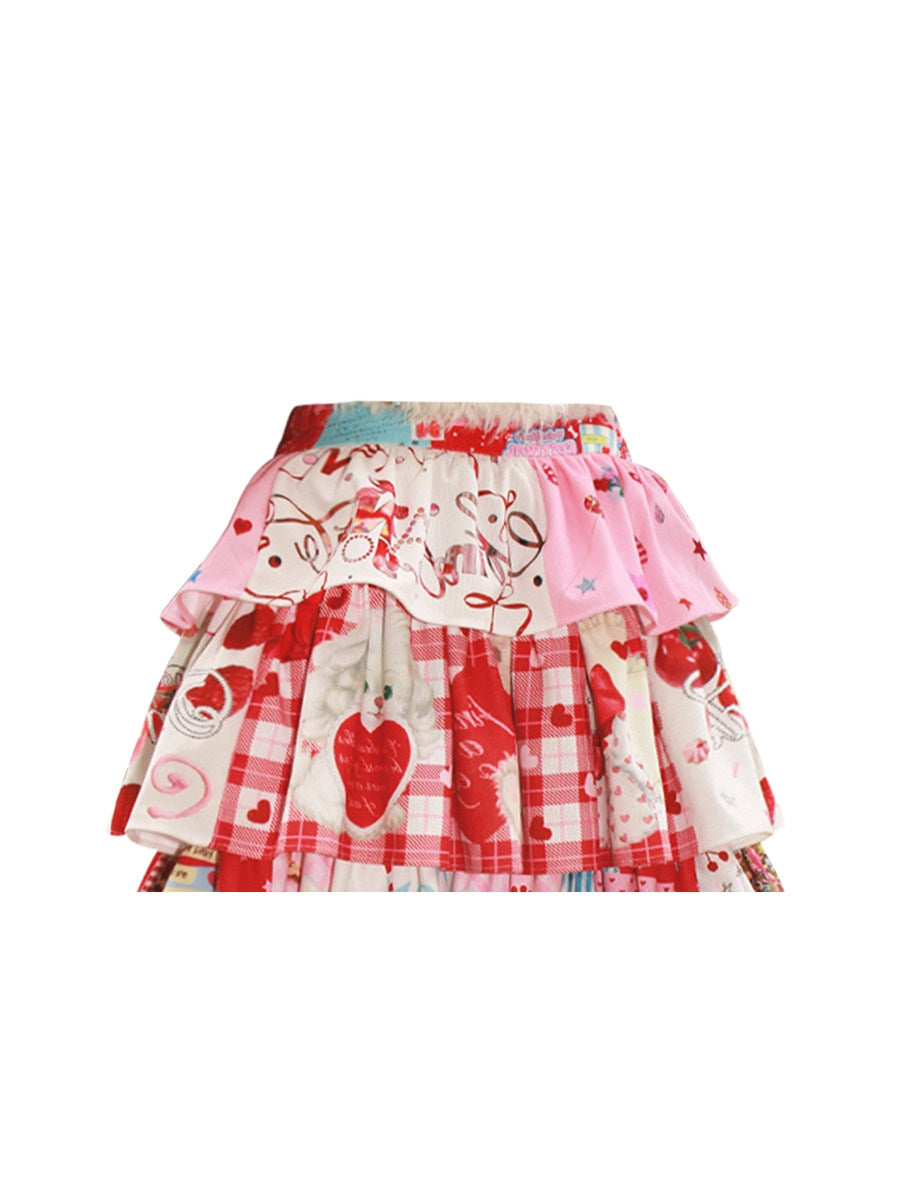 Strawberry Sundae Y2K Style Long Cake Skirt
