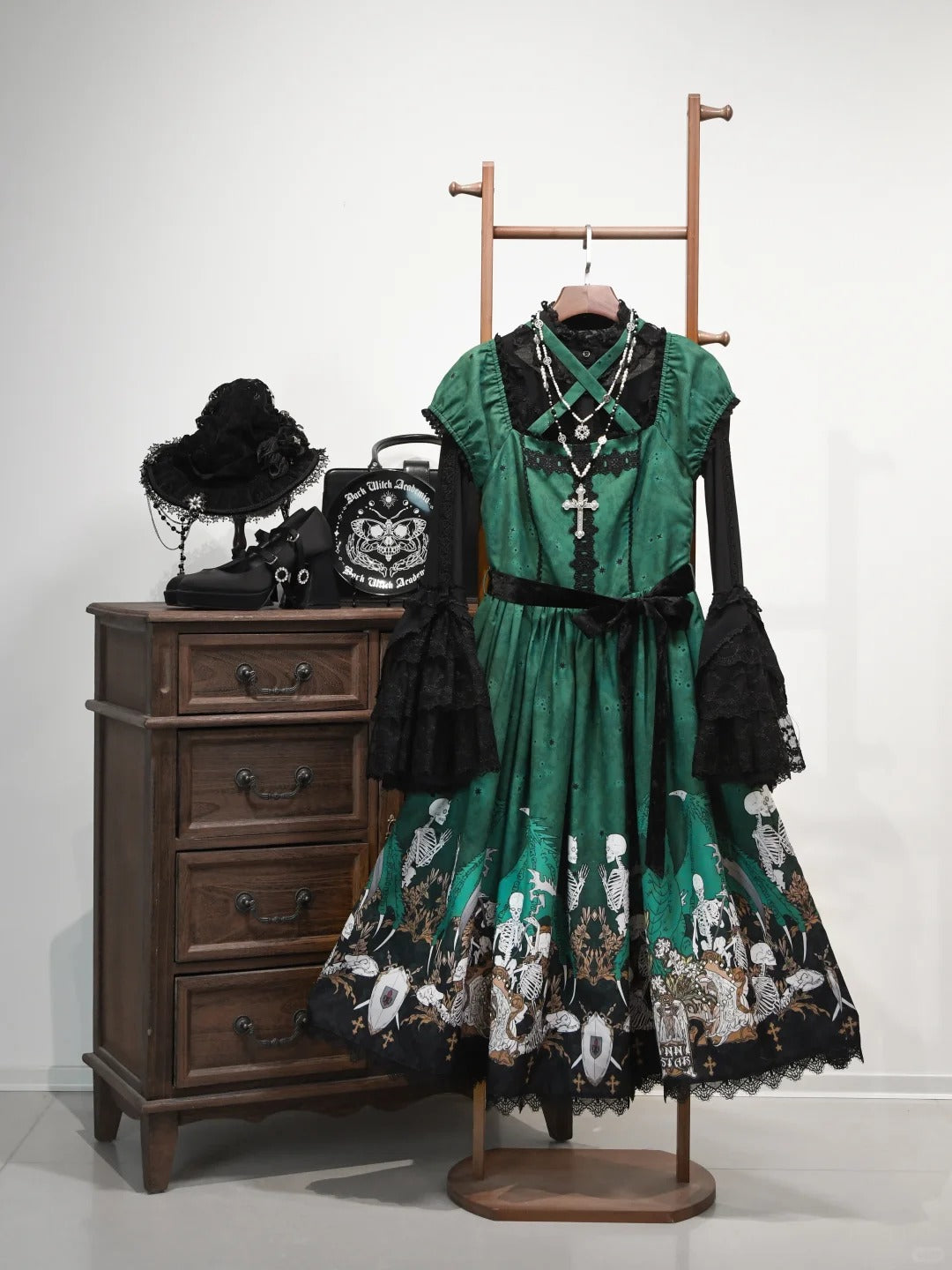 Dragon Bone Lily Lolita Gothic Green OP Dress