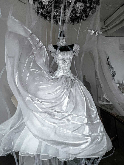 Lolita Silver White Satin Ballet Dress LC1010