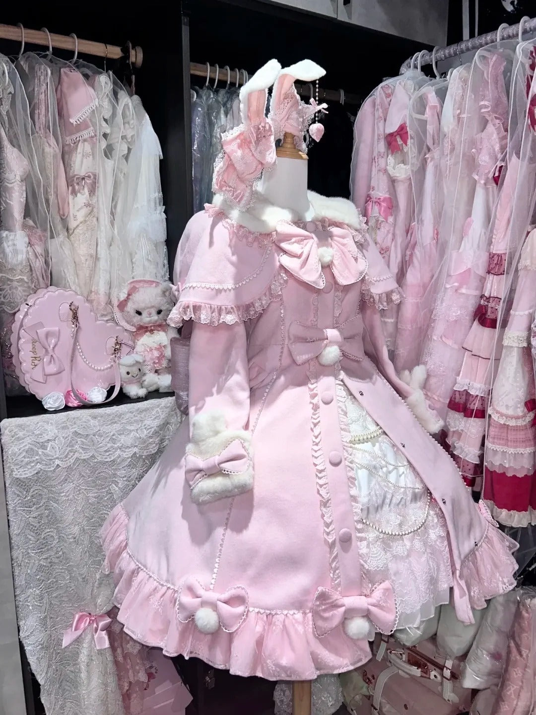 Nico Rabbit Lolita Original Autumn & Winter Sweet Style Pink Woolen Coat Outerwear