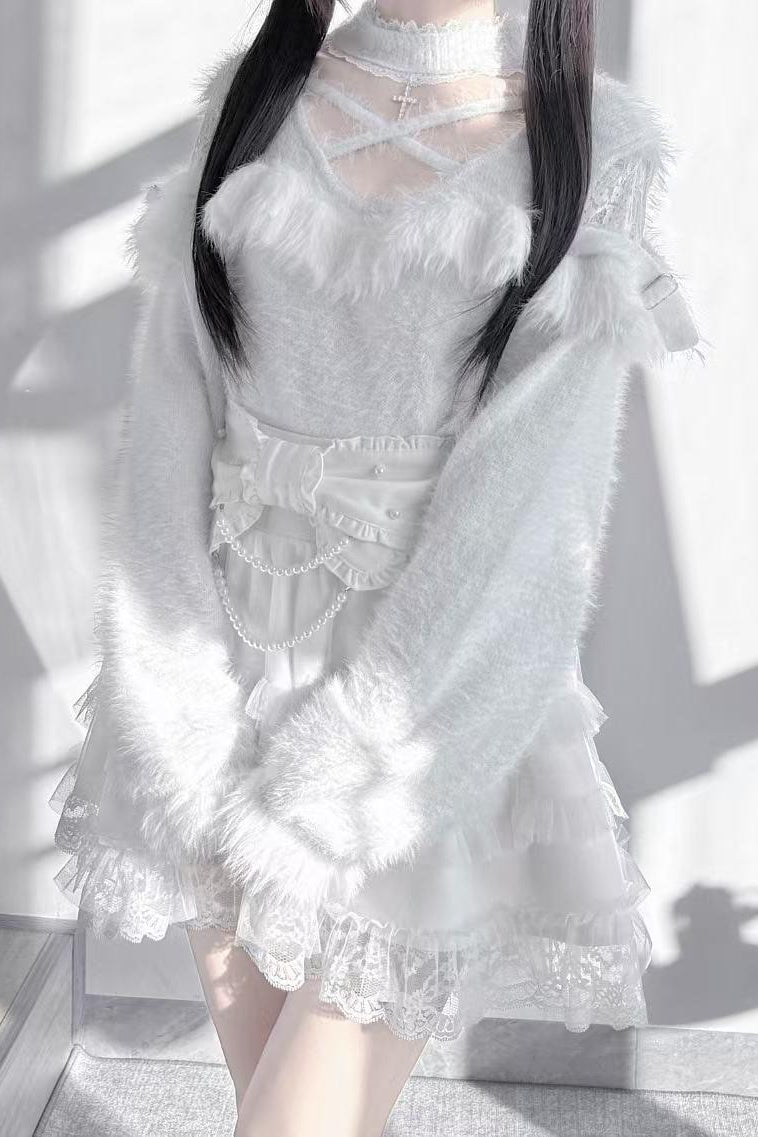 Lolita Japanese Subculture Cross Knit Top