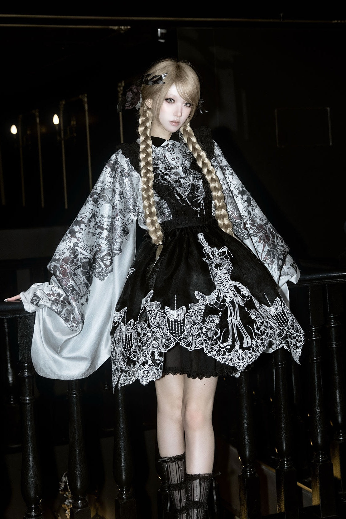 Bone Born Flower Gothic Coat & Skirt Set