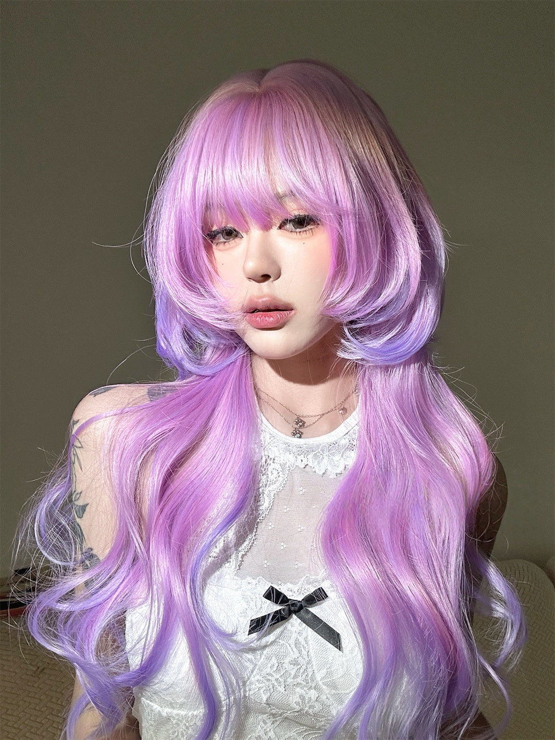 Long Wavy Jellyfish Wig Pink to Purple Gradient Sweet Hair LE7003