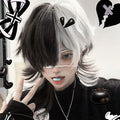 Half Black Half White Split-Dye Wolf Cut Wig LE7030