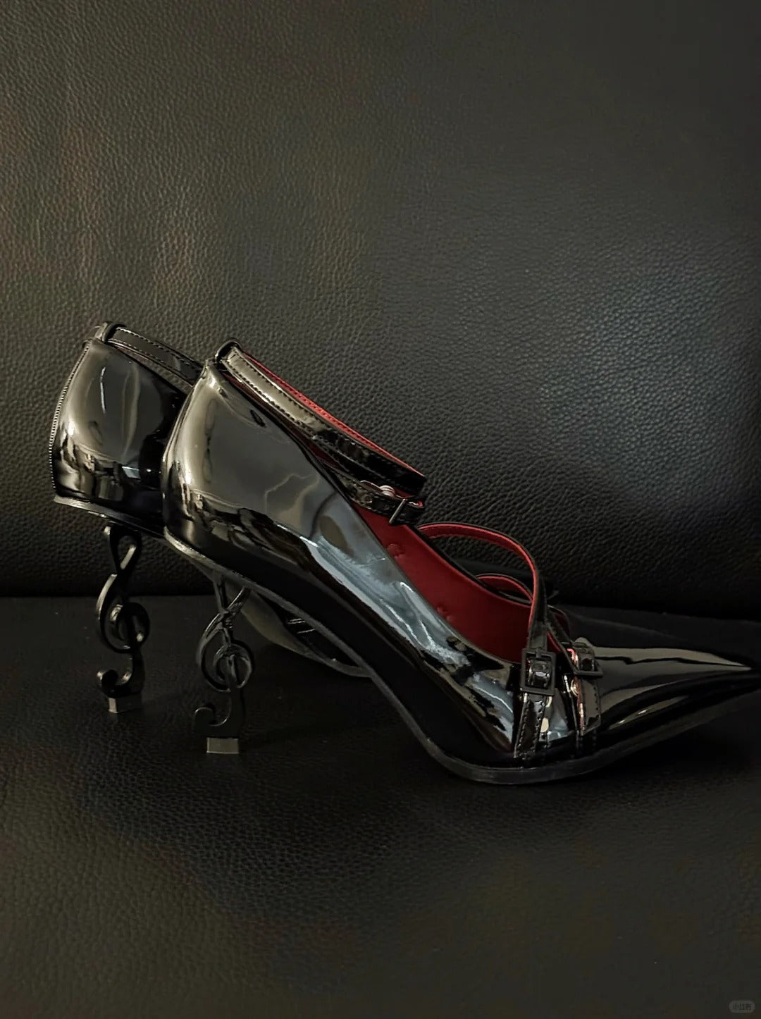 Deadly Crescendo 8cm Musical‑Note Stiletto Gothic Heels