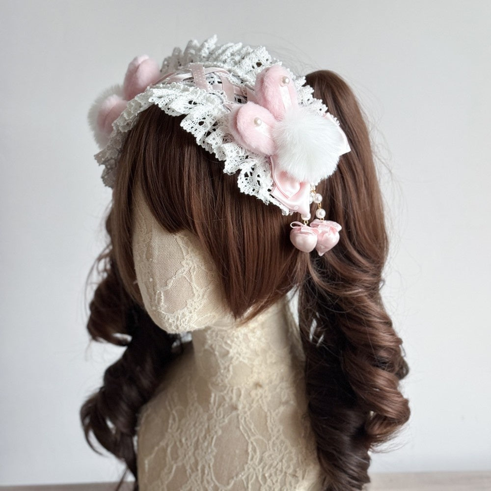 Lolita Kawaii Fluffy Bunny Headband LA1009