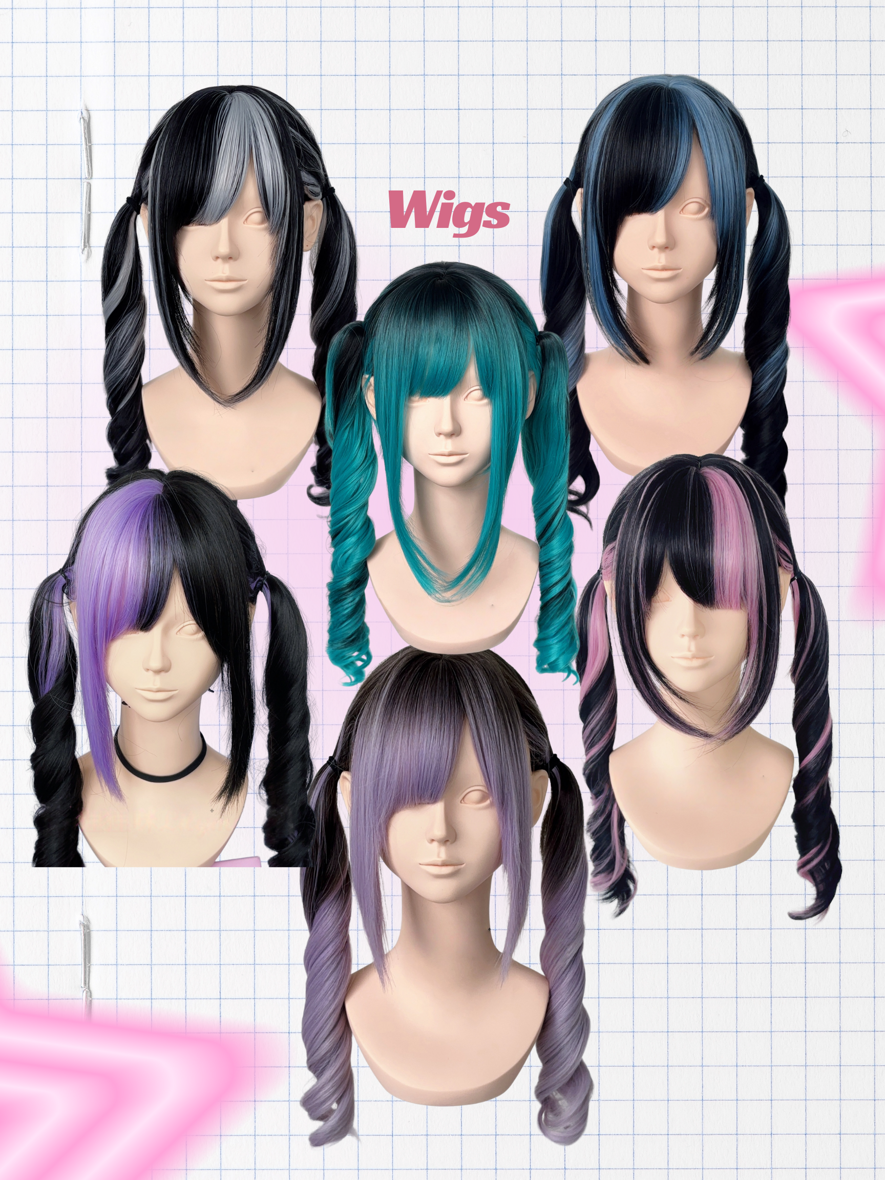 Lolita J-Fashion Highlight Wavy Twin Tail Wig LE7036