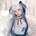 Long Wavy Silver to Blue Ryousangata Wig LE7013