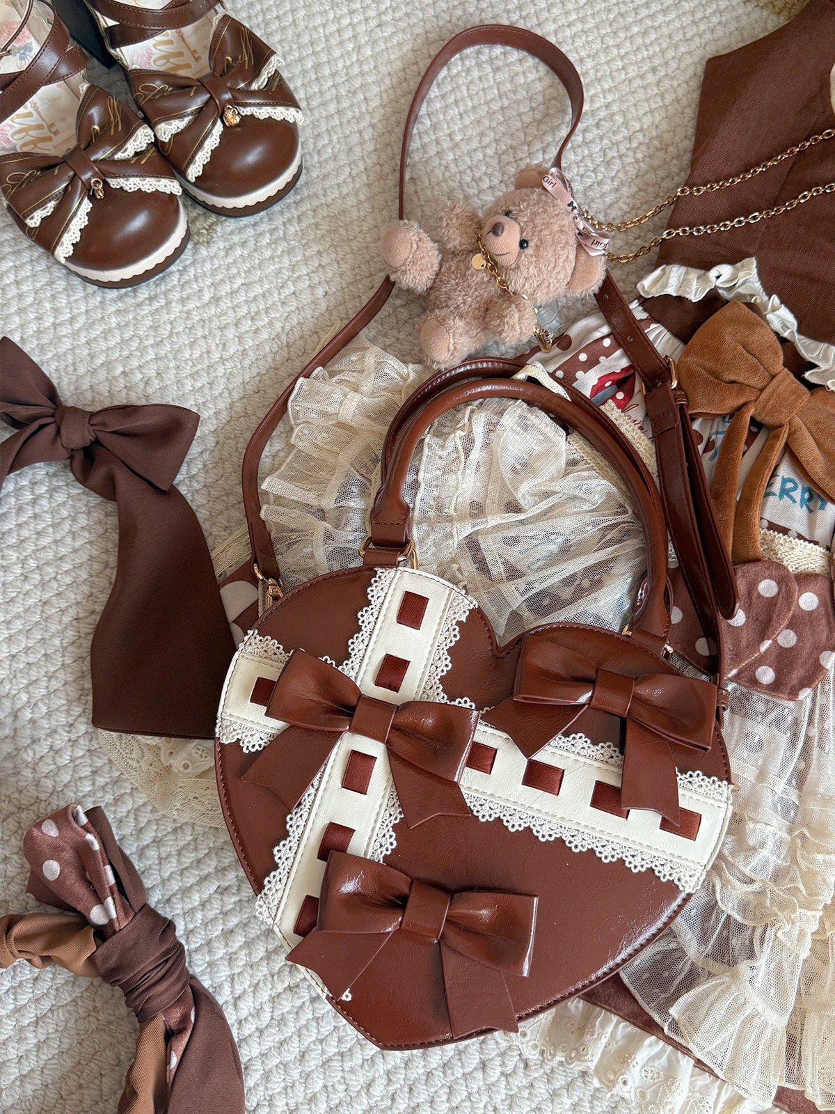 Heart Gift Box Lolita Brown & Black Handbag
