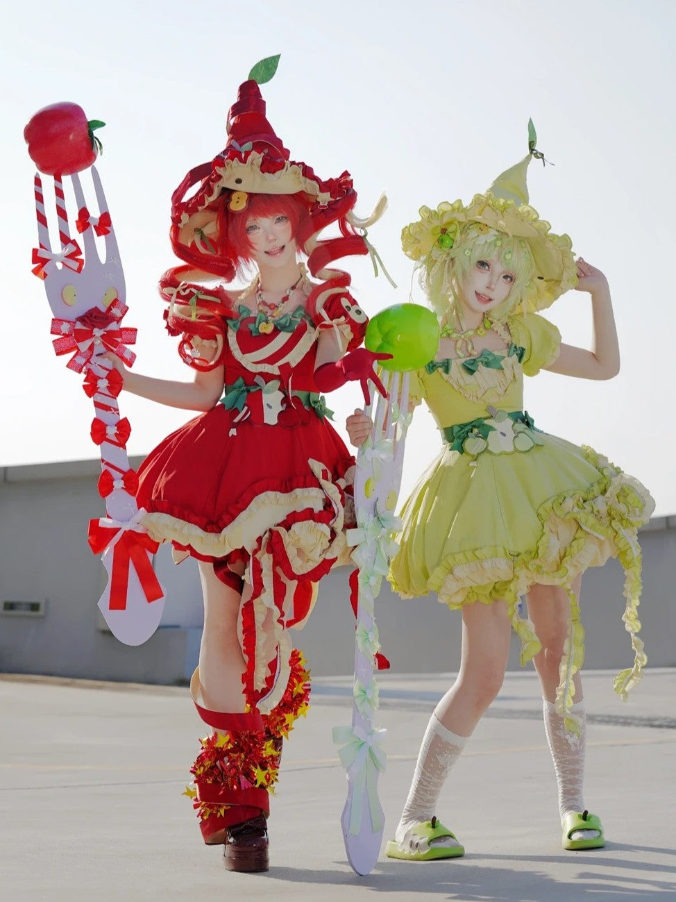 Magic Apple Red Cartoon Sweet Lolita OP Set with Bloomers