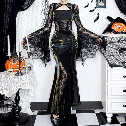 Lolita Gothic Halloween Witch fishtail dress set LG1015