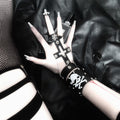 Y2K Goth Punk Black Leather Bracelet LE6008