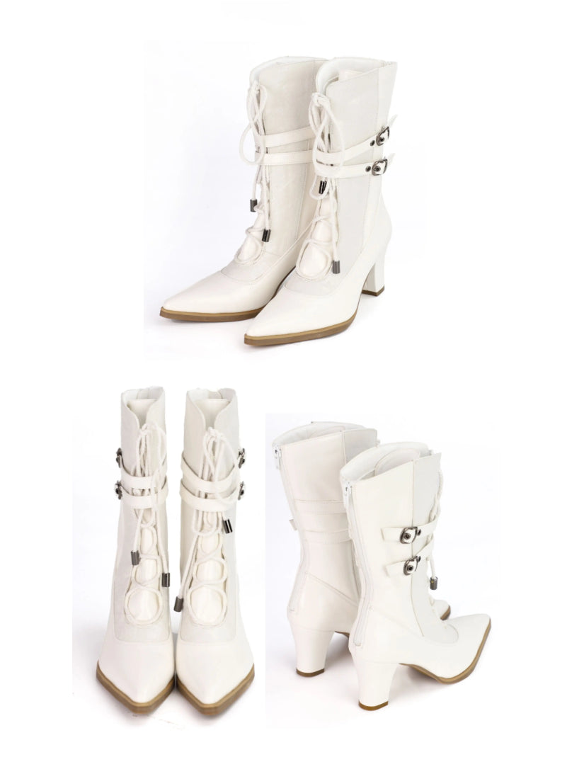 Dark Night and Dawn Gothic Lolita Knight Pointed Toe Boots