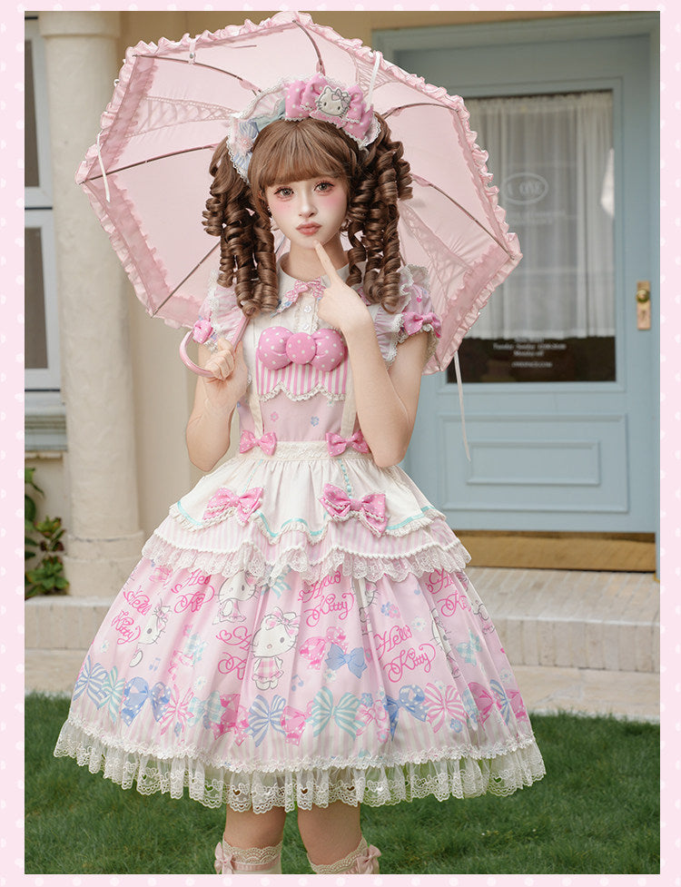 Hello Kitty Bow Theme Collaboration Series Lolita JSK & OP Set