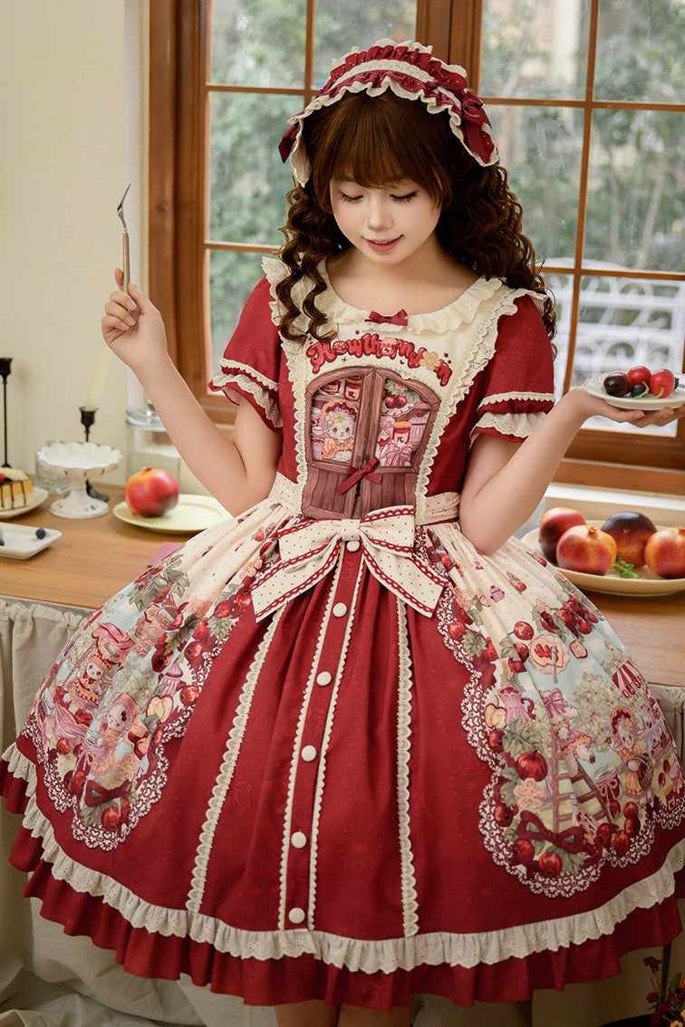 Hawthorn Berry Jam Doll Print Vintage Sweet Lolita OP/JSK Dress