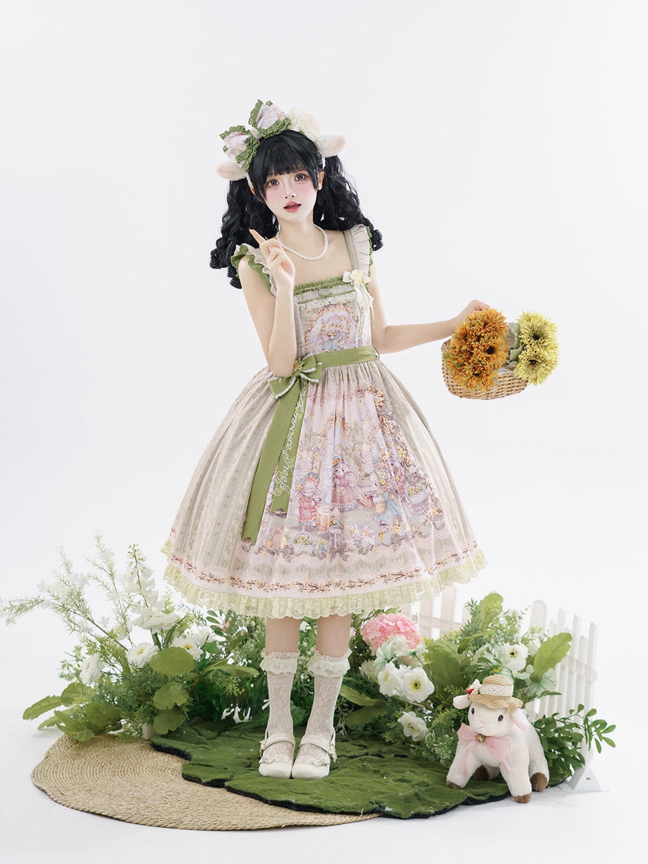 Spring Sheep Pastoral Lolita Printed JSK Dress