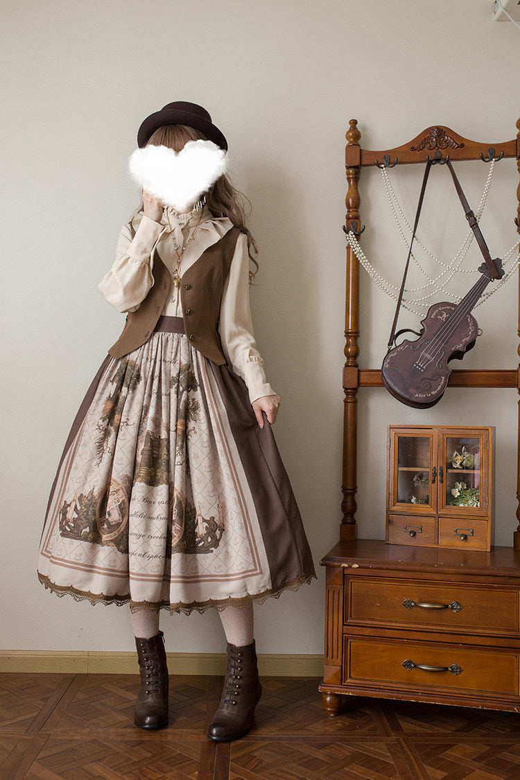 Treehouse Secret Realm Lolita Classic Style Blouse, Waistcoat & Half Skirt Set