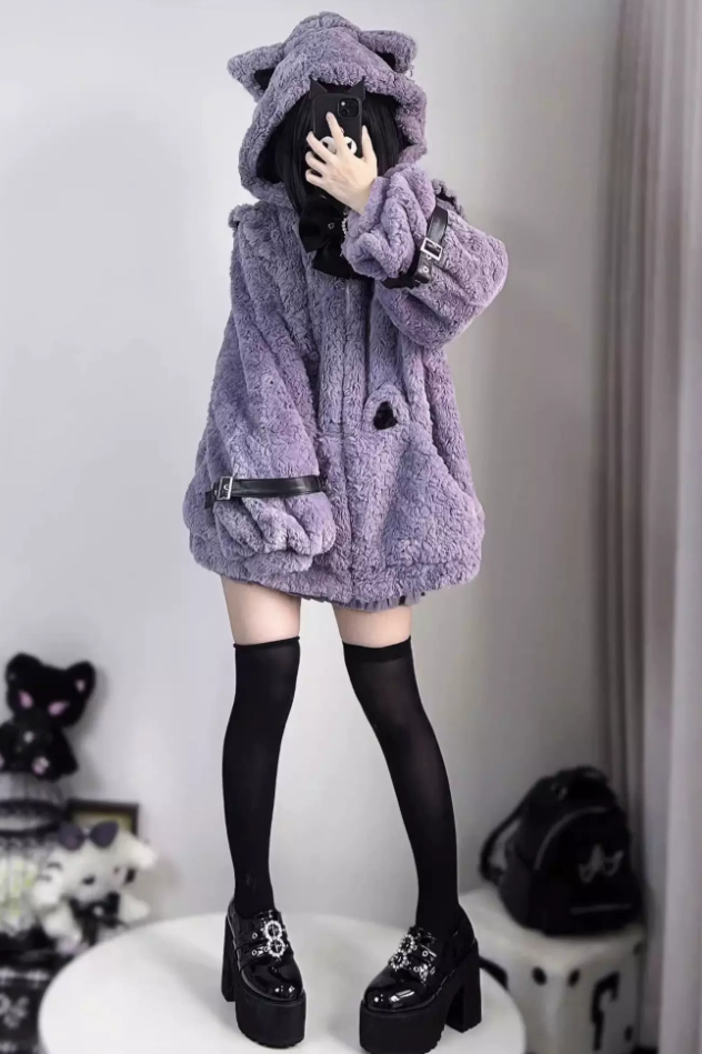 Earthquake Kitty Fluffy Cat Ear J-Style Sweet Cool Lolita Outwear
