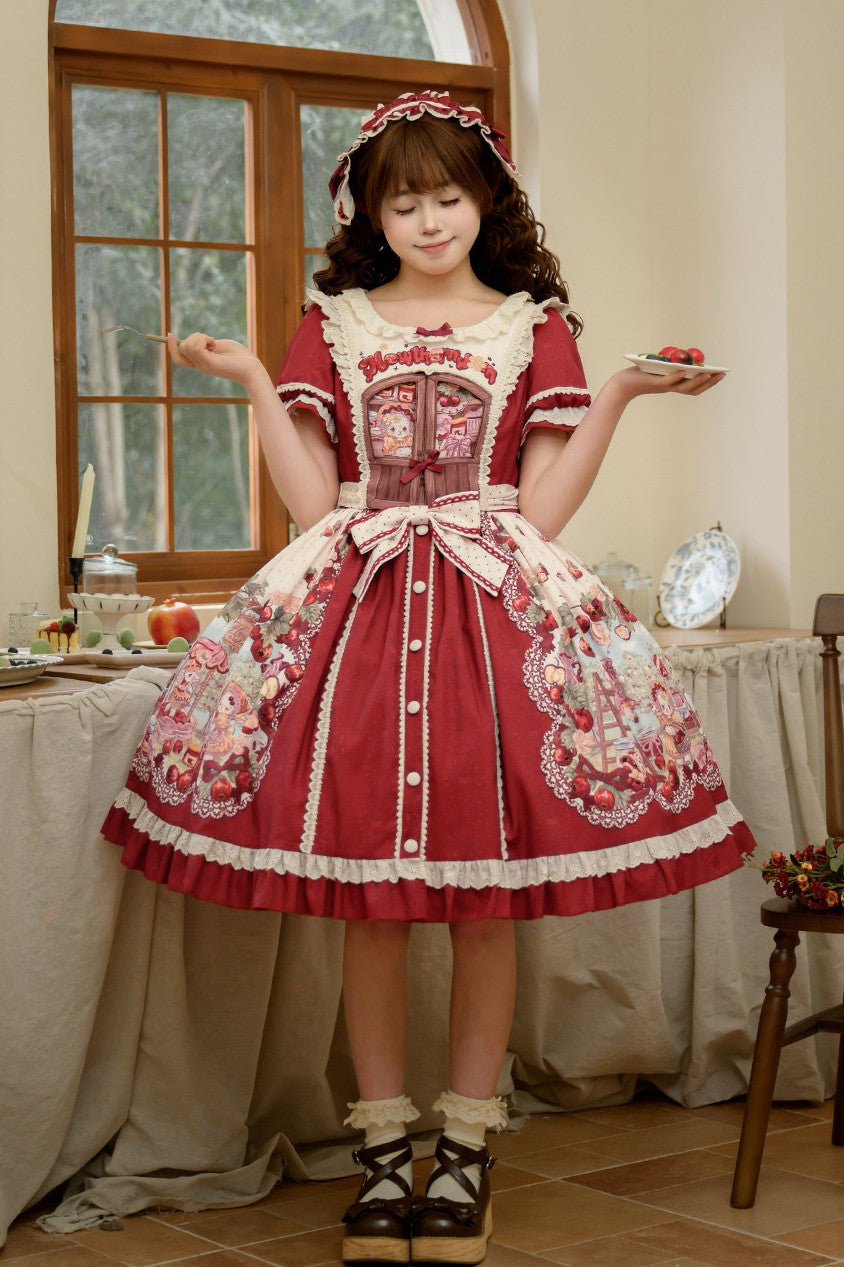 Hawthorn Berry Jam Doll Print Vintage Sweet Lolita OP/JSK Dress