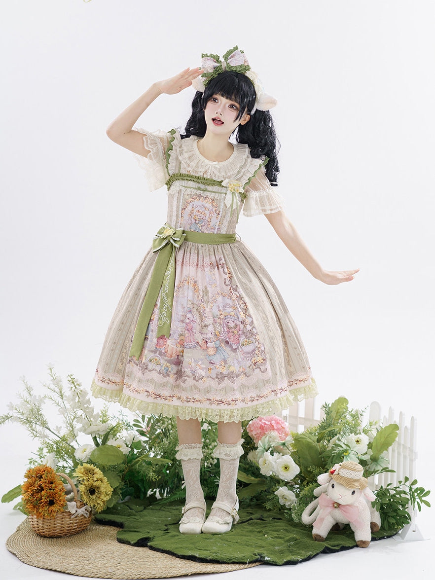 Spring Sheep Pastoral Lolita Printed JSK Dress