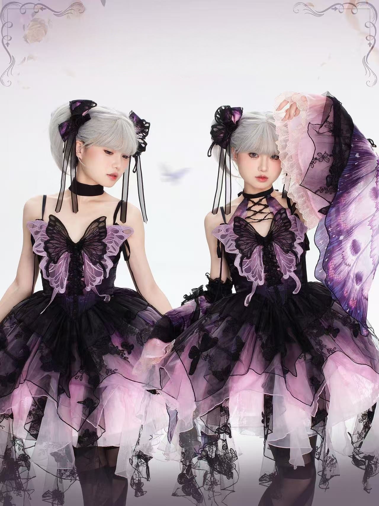 Dead Leaf Butterfly 1.0 Lolita Gothic Purple JSK Dress Set