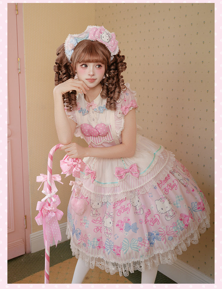 Hello Kitty Bow Theme Collaboration Series Lolita JSK & OP Set