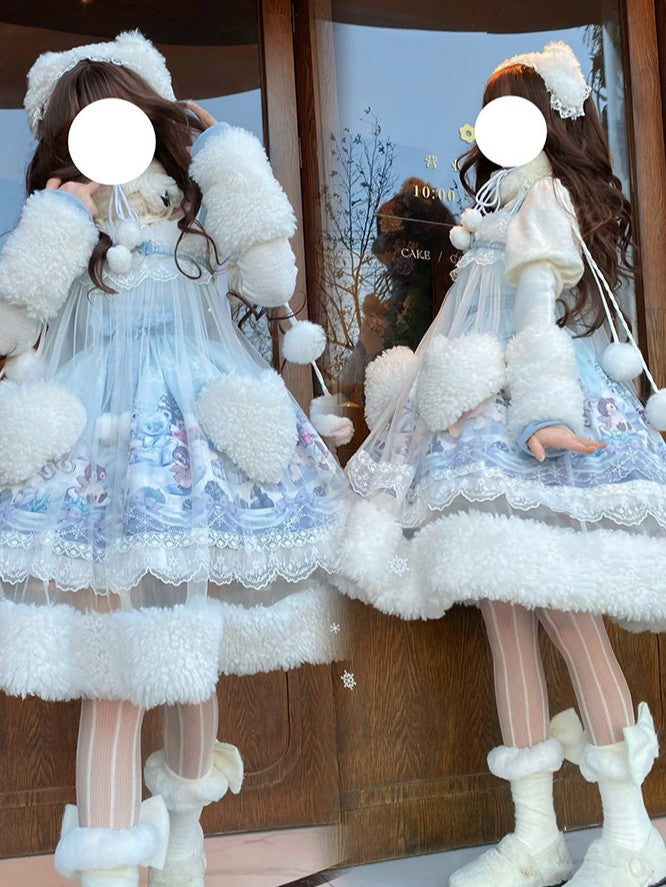 Penguin Snowball Cute Sweet Lolita Blue JSK Dress